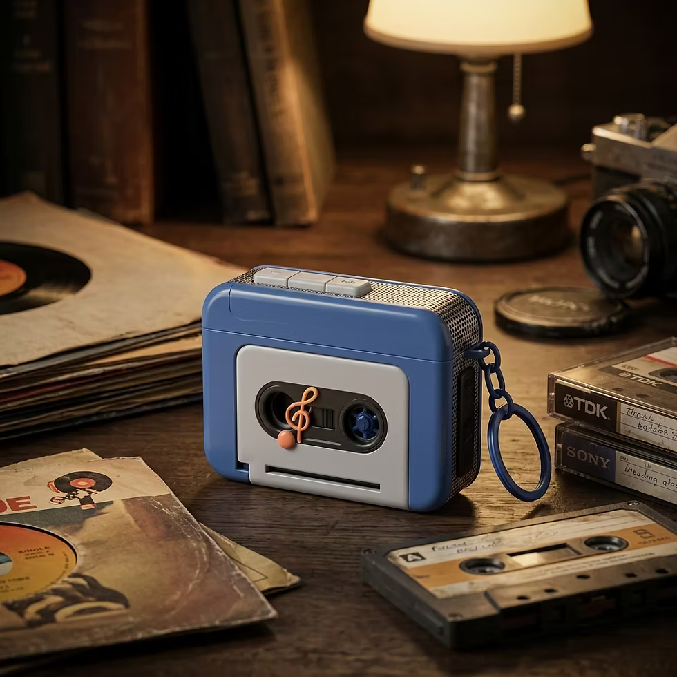 Retro Mini Cassette Tape Recorder Keychain